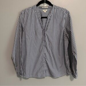 LL Bean Gingham Shirt Womens Large Petite Wrinkle-Free Relaxed Fit Long Sleeve